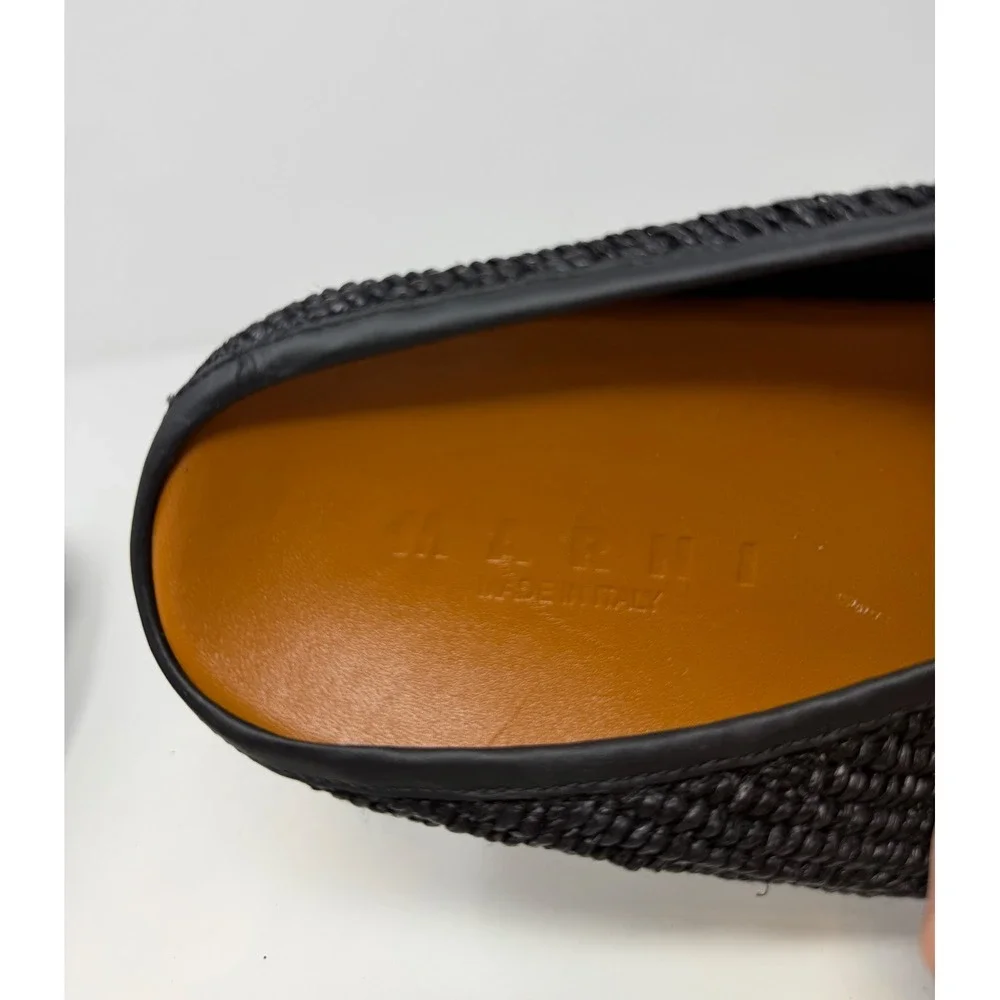 Marni Sabot Raffia Slippers Black Size 11 US 44 EU